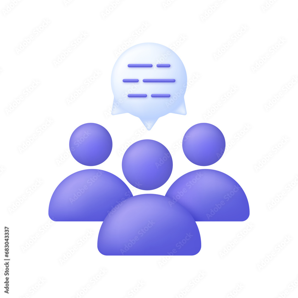 3D People with speech bubble. Teamwork icon. Webinar or chatroom concept. 3D People with speech bubble. Teamwork icon. Webinar or chatroom concept.