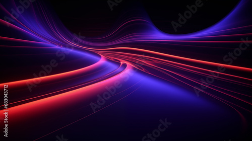 3D Rendered Neon Glow Abstract Backgrounds: Magenta Tones, Dynamic Ribbons, Virtual Clouds & Glowing Geometric Shapes in Dark Settings for Futuristic, Energy-Themed Wallpapers - generativ ai 