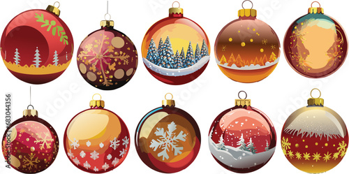 Conjunto de bolas de navidad recortables 01