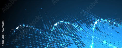 Abstract DNA technology. Science medical concept. Futuristic background.  Wireframe molecules structure