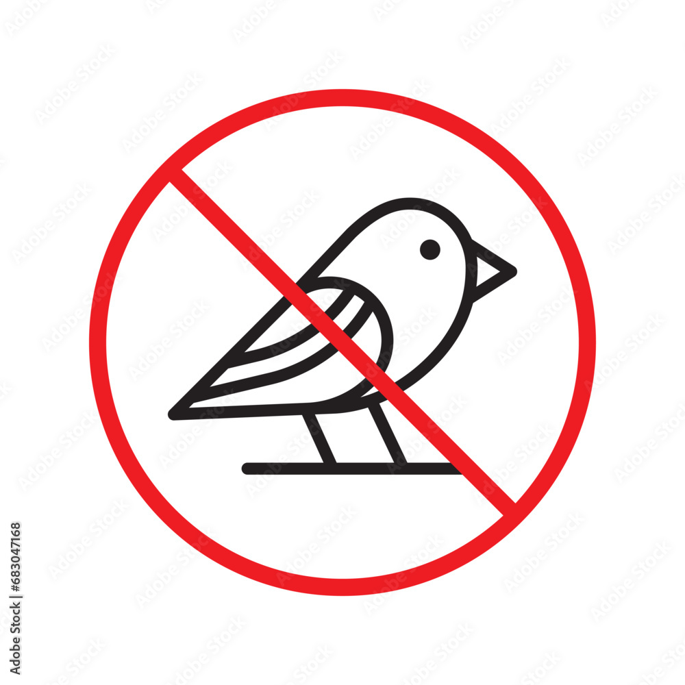 Forbidden bird vector icon. Warning, caution, attention, restriction
