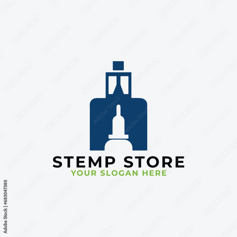 stamp store logo design vector