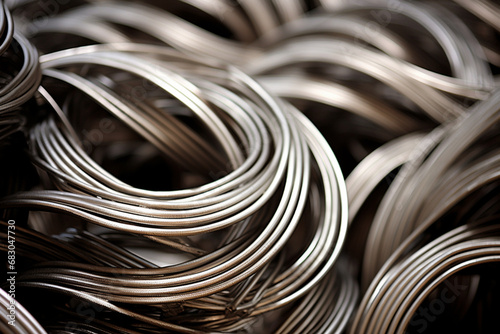 Pile of stainless steel wire for industrial background