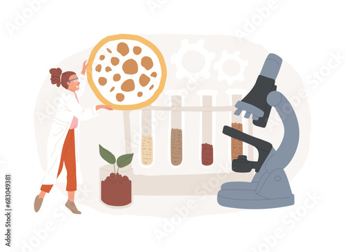 Soil analysis isolated concept vector illustration. Agricultural analysis, soil testing, laboratory service, organic composition, assessment for construction, contamination test vector concept.