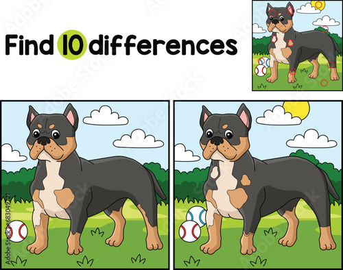 American Bully Dog Find The Differences