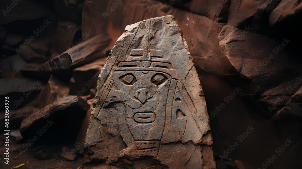 Ancient Rock Engravings: Primitive Petroglyphs, Silhouettes of Faces ...
