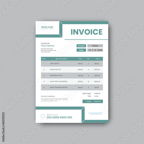 Modern minimalist tax form or invoice design template.