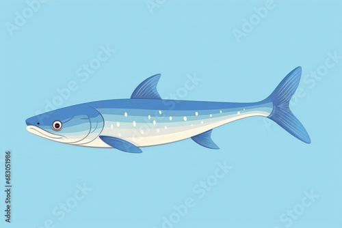 Beautiful bright sea fish  flat illustration  isolated on blue background