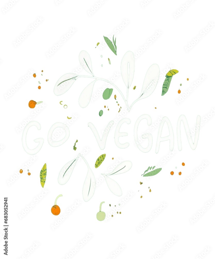 go vegan typography illustration veggies