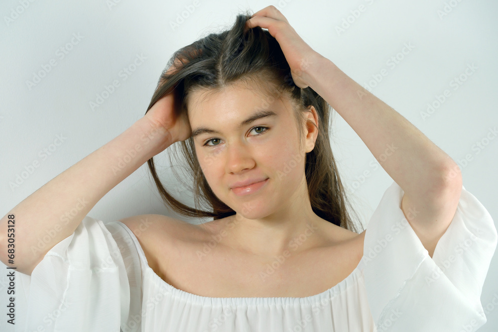 Portrait of a pretty girl with long hair