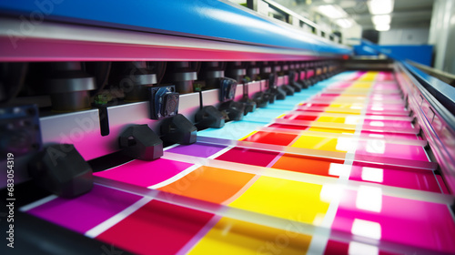 CMYK colors, printer printing house. printer color ink. ai generative photo