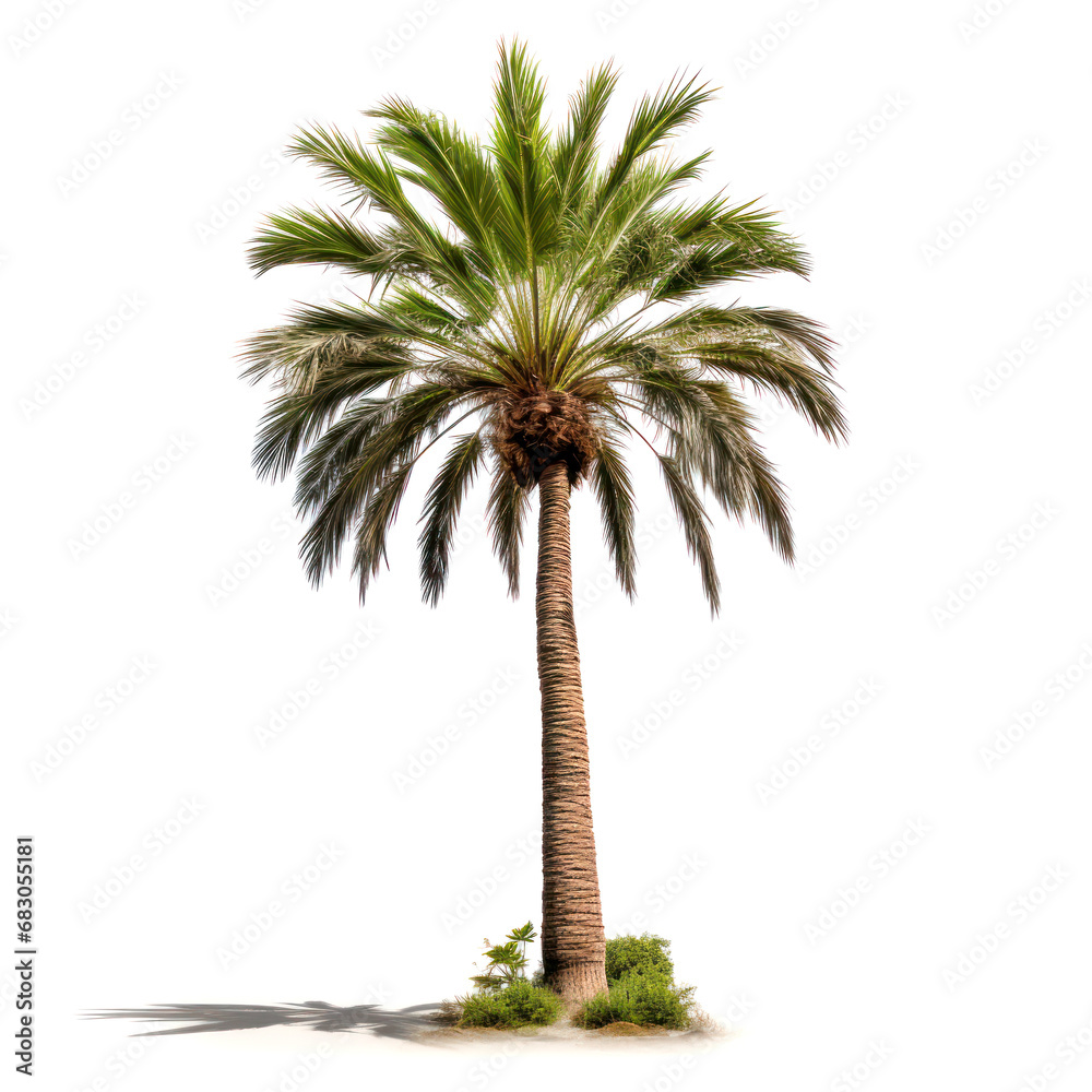 Obraz premium palm tree with coconuts isolated on white background