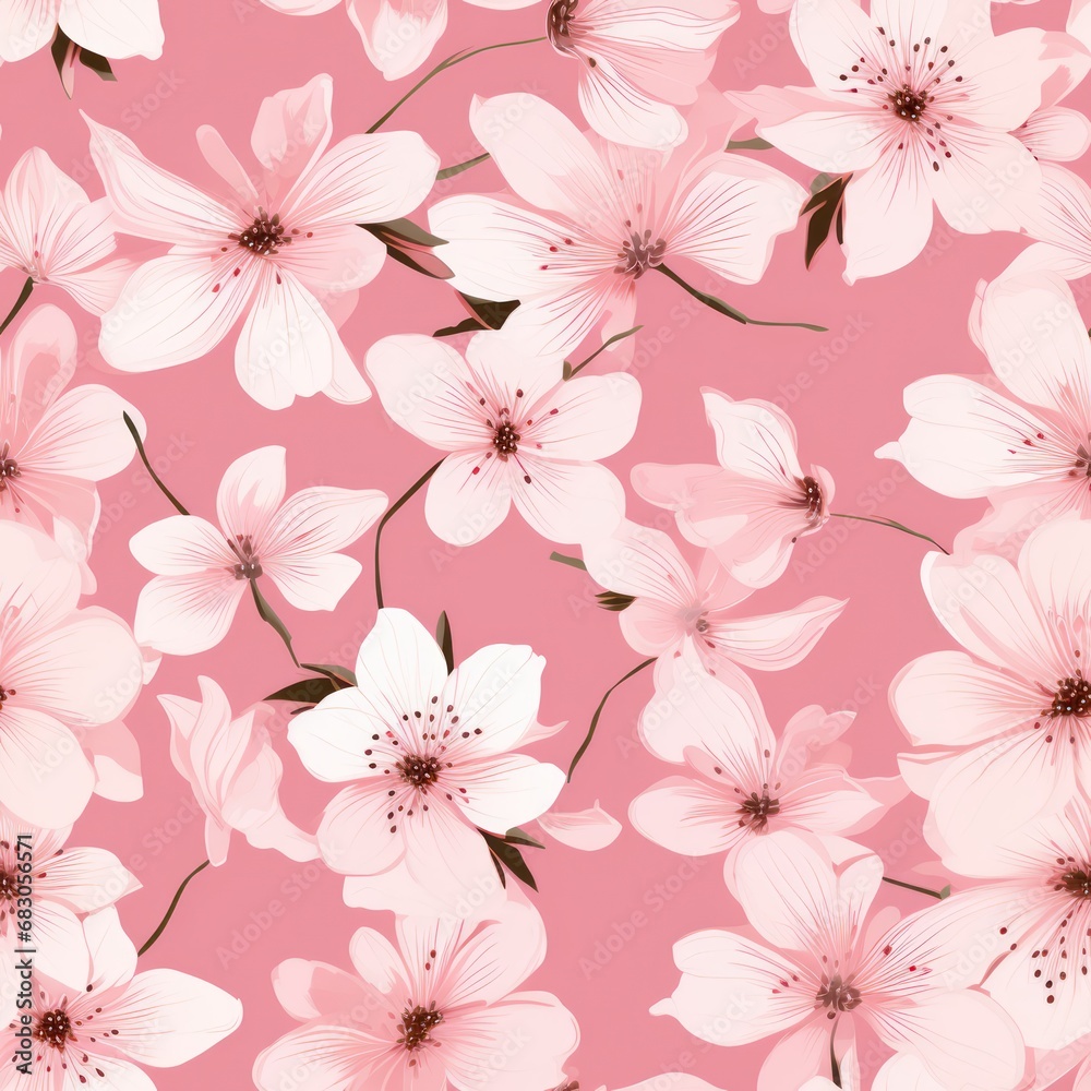 Pink sakura petals. Japanese style pattern background. Beautiful wallpaper