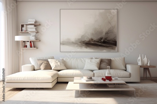 Modern living room huge interior design with photoframe © Mykhaylo