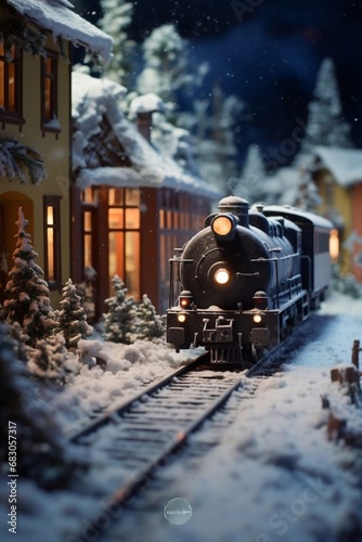 christmas retro train