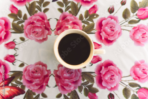 cup of coffee and roses