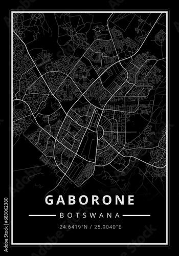 Street map art of Gaborone city in Botswana  - Africa photo