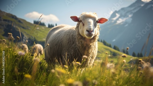 Sheep grazing in Alpine Meadow © Florian