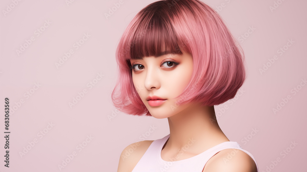 Portrait of beautiful Japanese women with makeup blush