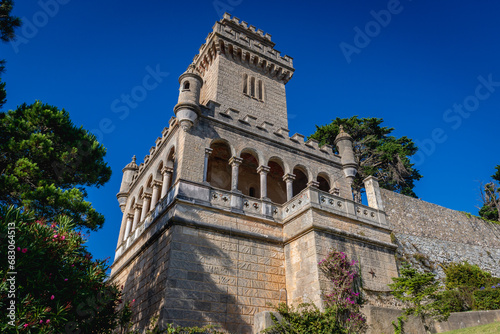 Obraz na płótnie Tower next to Sotto Maior Palace in Figueira da Foz city, Coimbra District of Portugal w salonie
