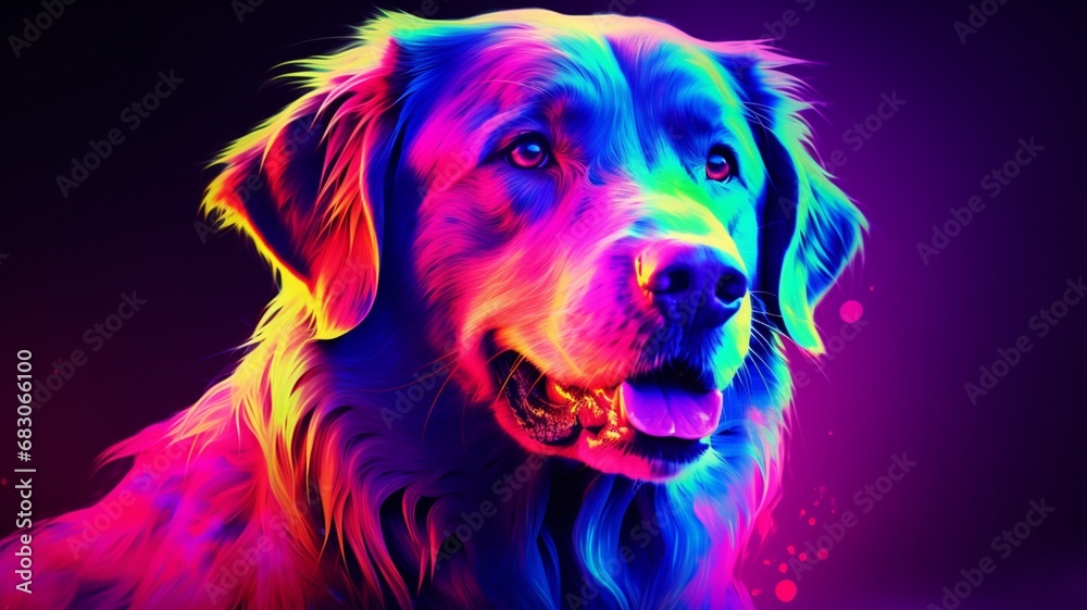 Alabai dog animal neon Color illustration AI Generated pictures