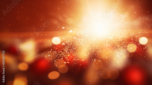 Christmas Golden light shine and red background