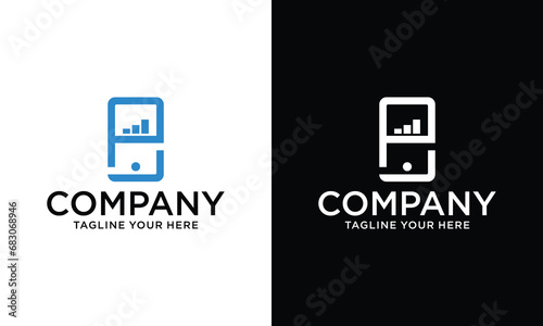 Hand phone icon vector logo template on a black and white background.