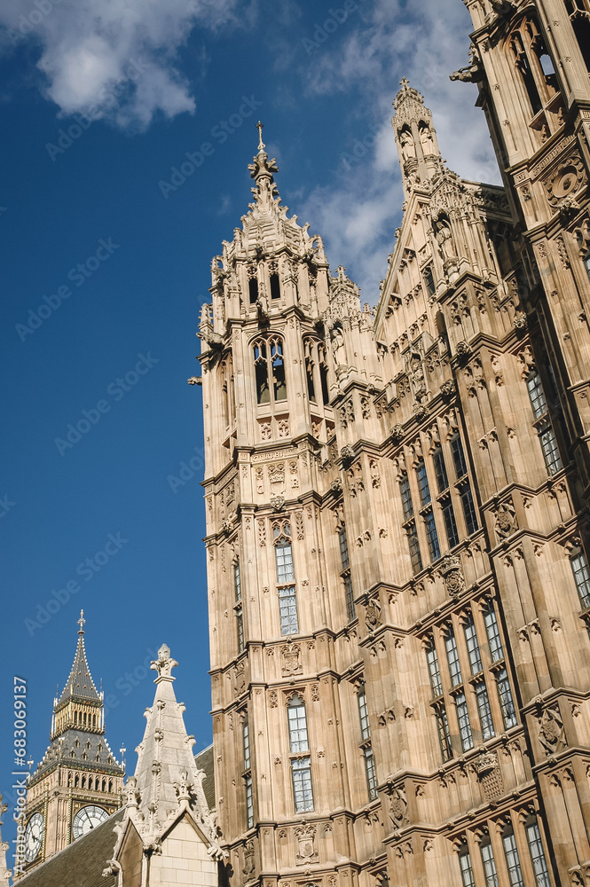 St Stephen's hall, part of Palace of Westminster in London, view from Old Palace Yard, UK