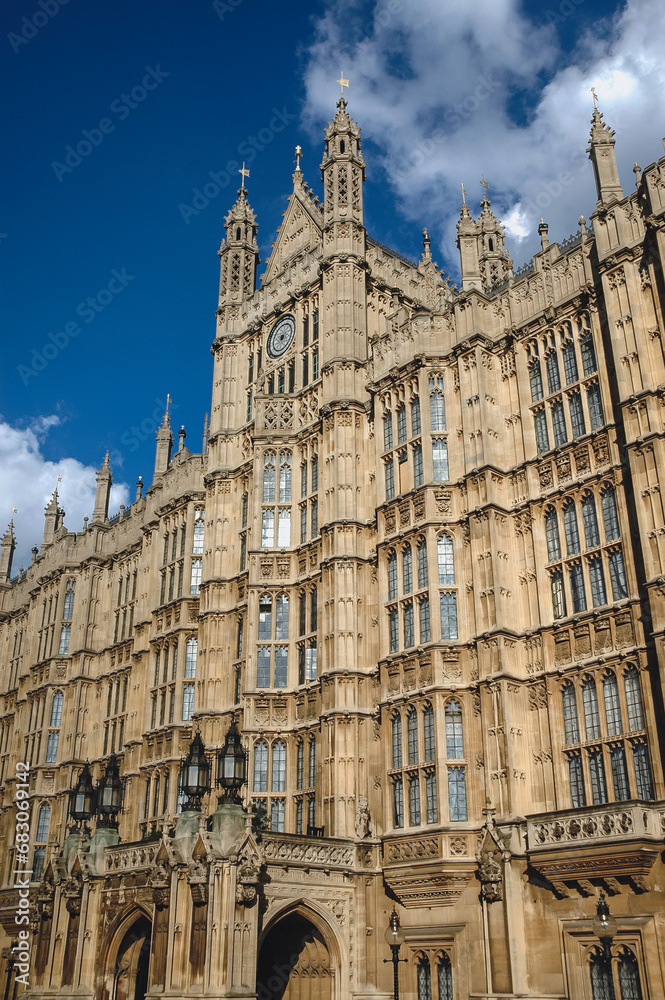 Palace of Westminster in London, view from Old Palace Yard, UK