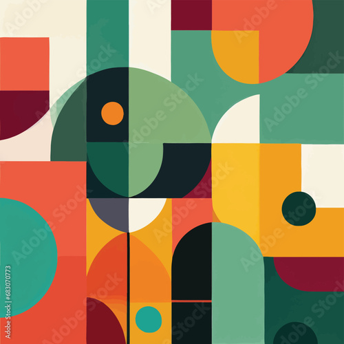 Colorful colourful modern vector abstract geometric background with circles  rectangles and squares simple shapes graphic pattern