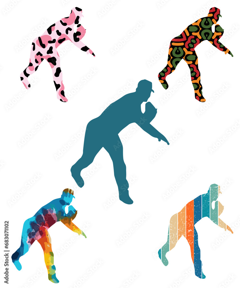 Fototapeta premium Vector set of Baseball Players Silhouettes