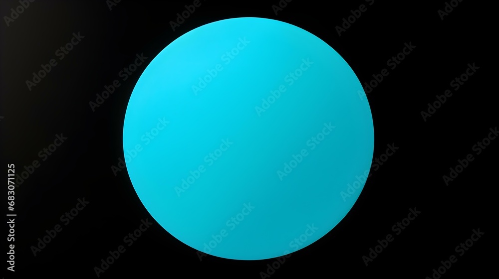 Cyan round Paper Note on a black Background. Brainstorming Template with Copy Space