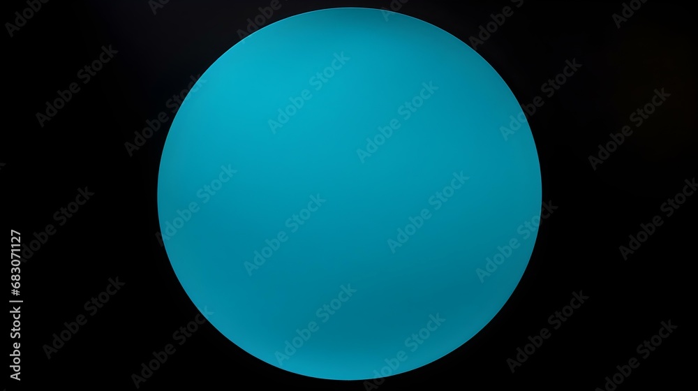 Cyan round Paper Note on a black Background. Brainstorming Template with Copy Space