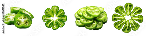 Green pepper slices Hyperrealistic Highly Detailed Isolated On Transparent Background Png File © Wander Taste
