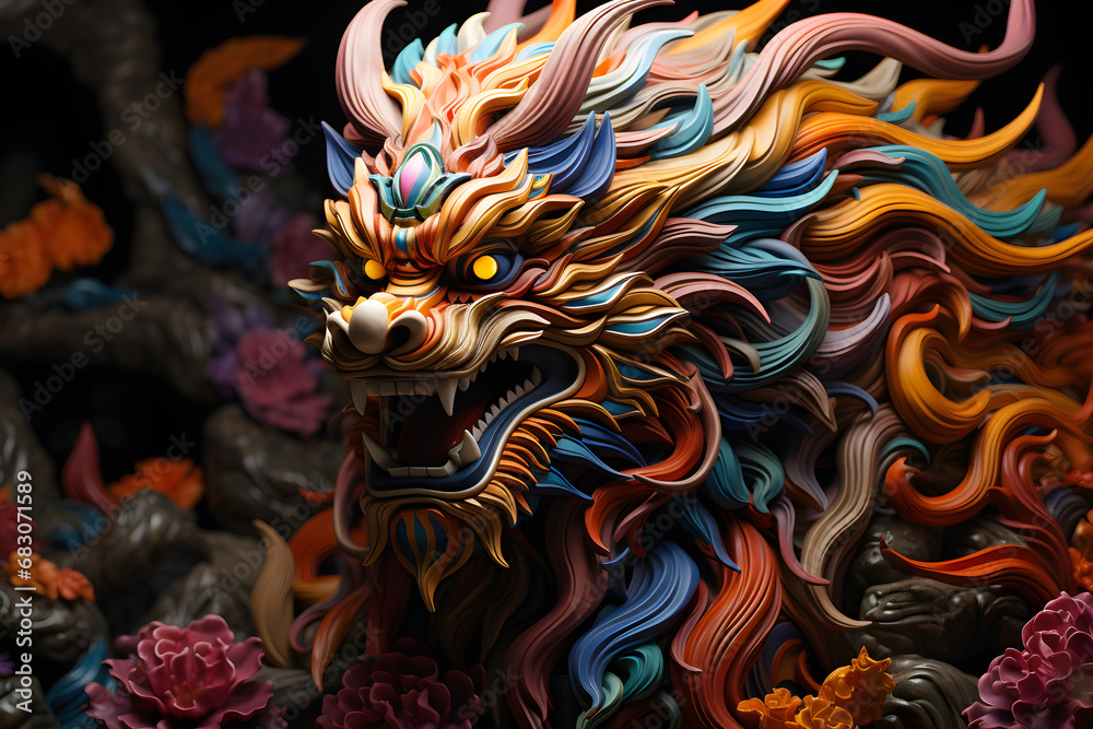 fantasy-shaped colorful Chinese dragon,
