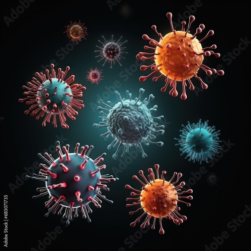 The virus abstract vector 3d microbecomputer virus, allergic bacteria, medical care, microbiology. The pathogen, infectious small cell
