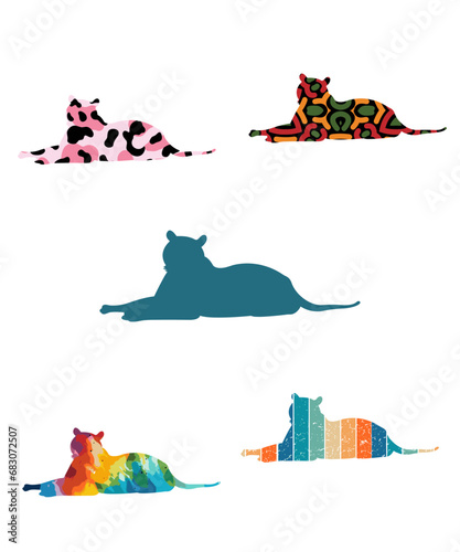 Photography Royal Bengal Tiger Silhouettes Vector
