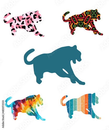 Photography Royal Bengal Tiger Silhouettes Vector
