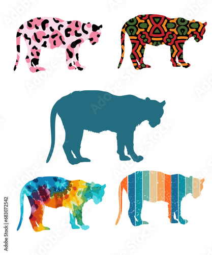 Photography Royal Bengal Tiger Silhouettes Vector