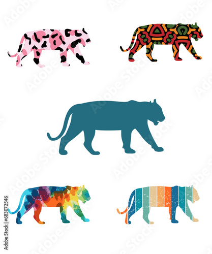 Photography Royal Bengal Tiger Silhouettes Vector