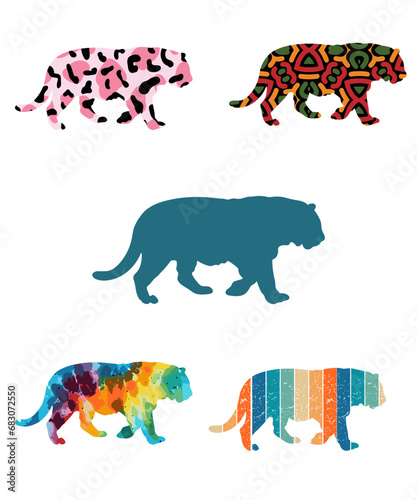 Photography Royal Bengal Tiger Silhouettes Vector