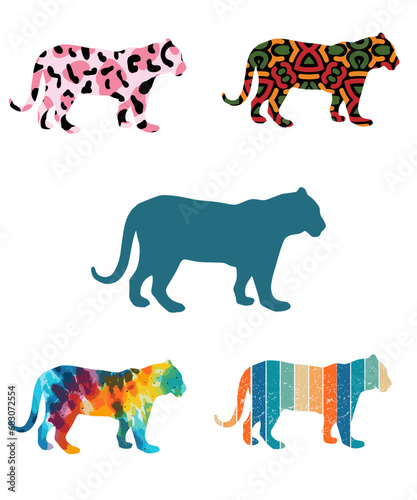 Photography Royal Bengal Tiger Silhouettes Vector