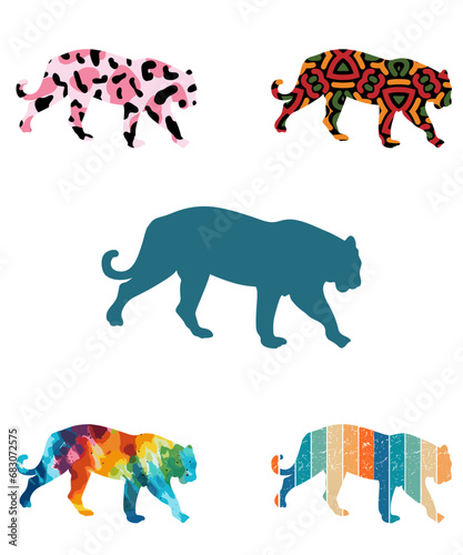 Photography Royal Bengal Tiger Silhouettes Vector