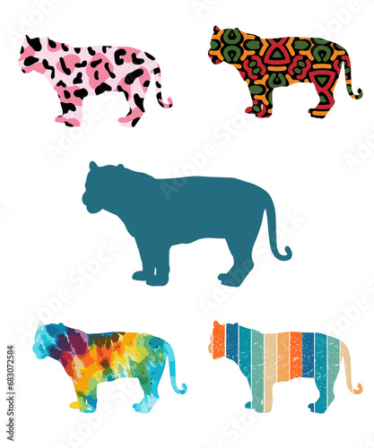 Photography Royal Bengal Tiger Silhouettes Vector