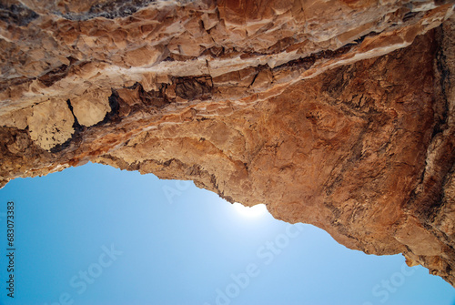 Rocks above Chomi beach known as Paradise beach near Palaiokastritsa village on Corfu Island, Greece photo