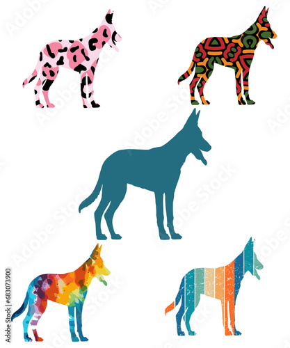 Three dog silhouettes. Computer generated vector