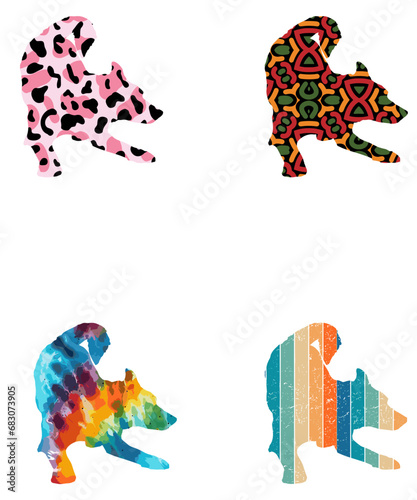 Three dog silhouettes. Computer generated vector