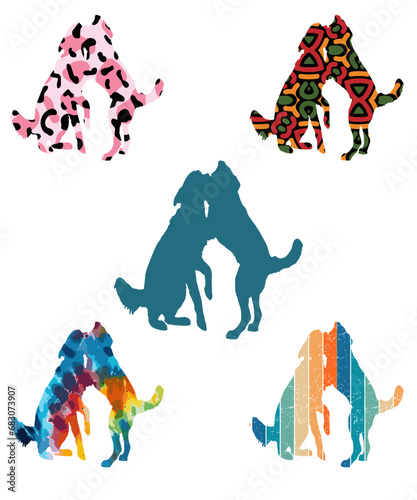 Three dog silhouettes. Computer generated vector