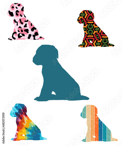 Three dog silhouettes. Computer generated vector