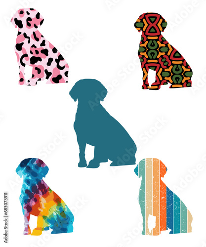 Three dog silhouettes. Computer generated vector